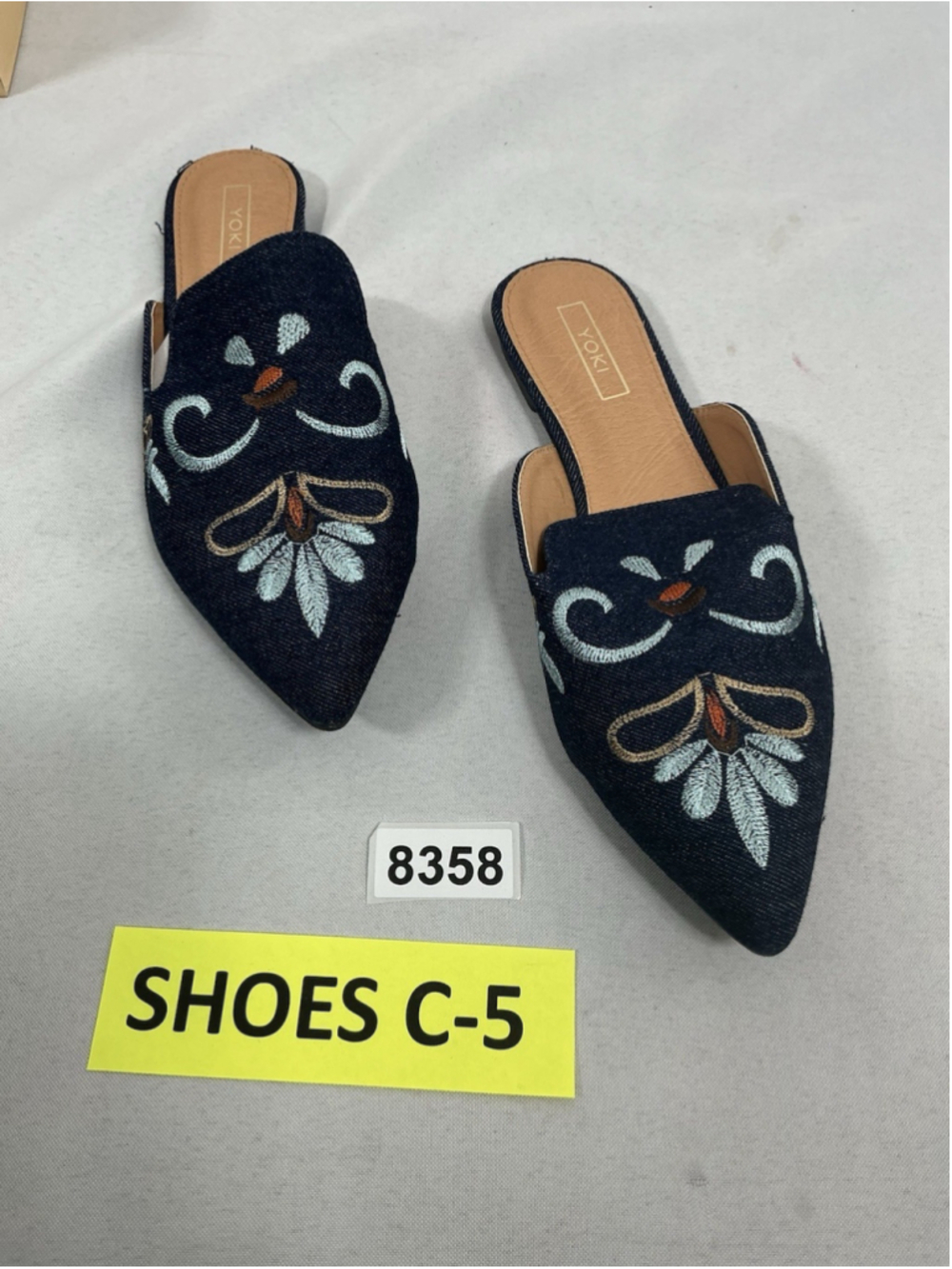 Womans New Yoki Urban Slip On Flat Slide Slippers Denim Size 7.5